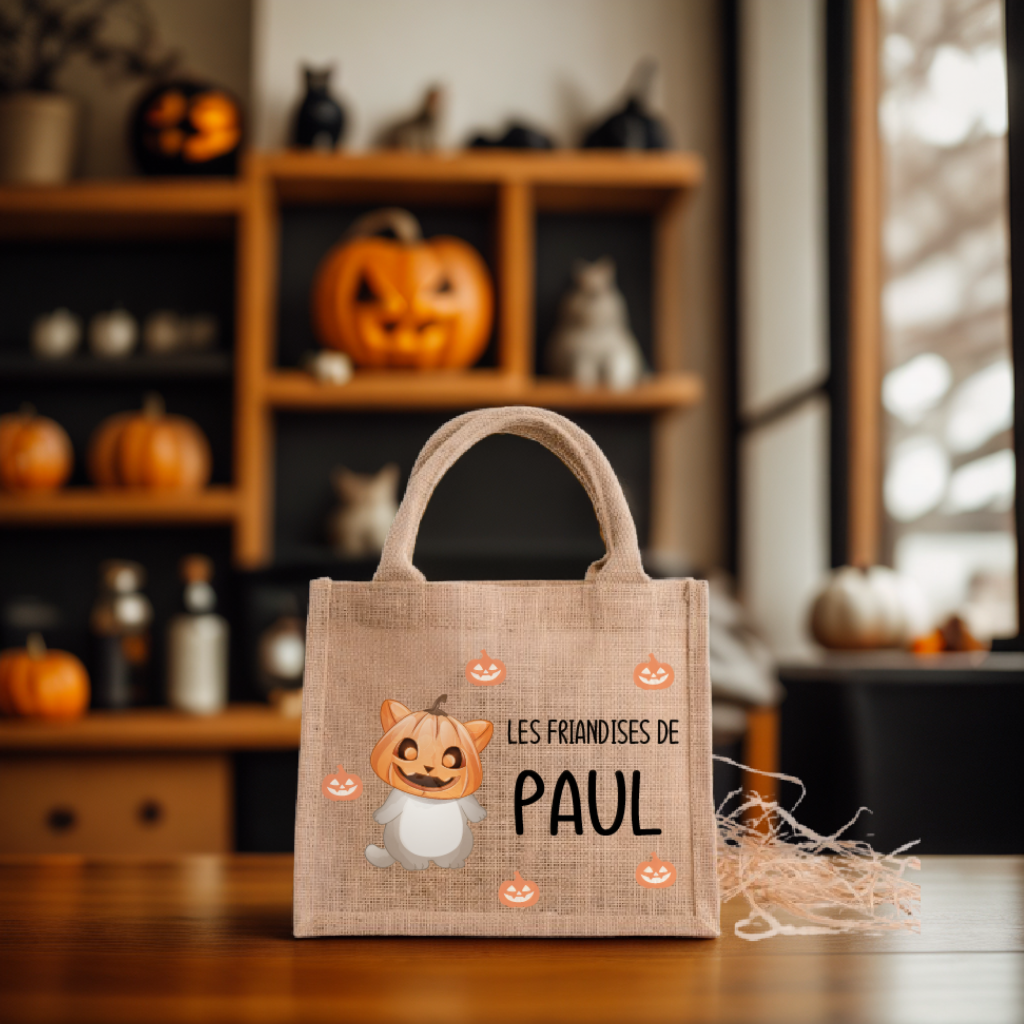 Panier sac en jute Halloween personnalisé – Image 2
