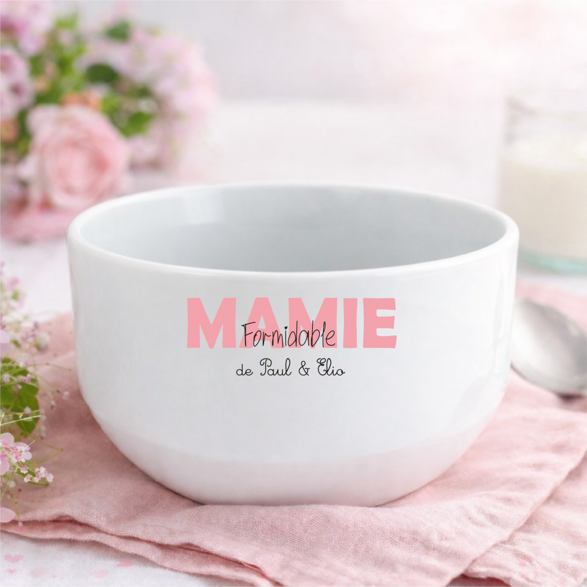 Bol Mamie Formidable personnalisé 500 ml | Cadeau Fête des Mamies | Bol grand-mère avec prénoms | Idée cadeau Fête des grands-mères – Image 2